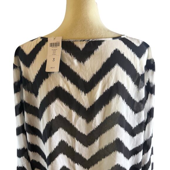 Chico's Black & White Chevron Sheer Tunic Top, Women's Size 3 (XL), NWT - Picture 5 of 7